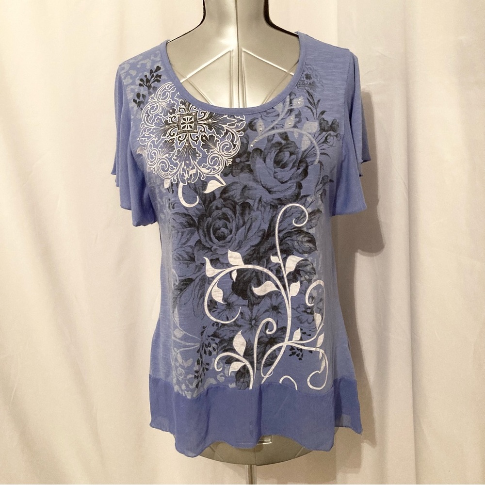 Faded Glory Floral Blouse L